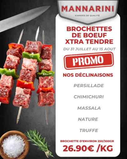 Brochettes de bœuf artisanales à petit prix à Ajaccio, Ajaccio, Boutique Mannarini